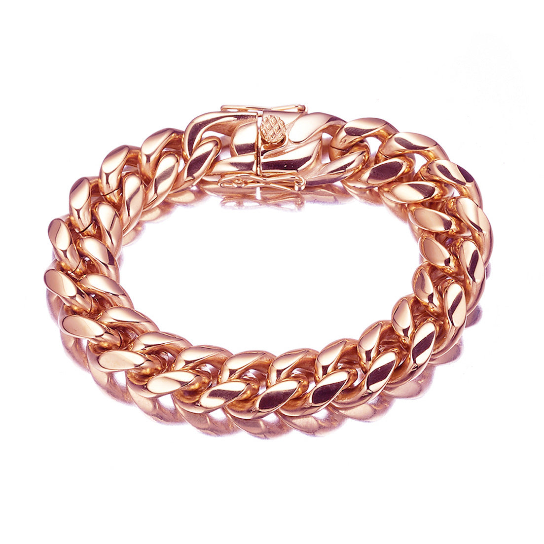 14mm Rose Gold Cuban Link Chain Necklace for Men – Titanium Stainless Steel Hip Hop Statement Necklace, European & American Style