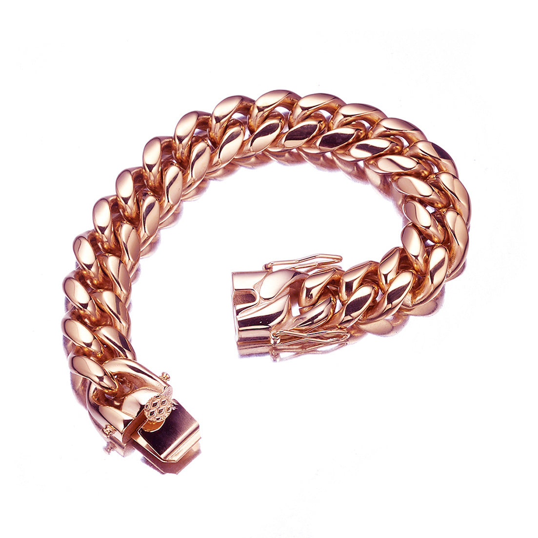 14mm Rose Gold Cuban Link Chain Necklace for Men – Titanium Stainless Steel Hip Hop Statement Necklace, European & American Style