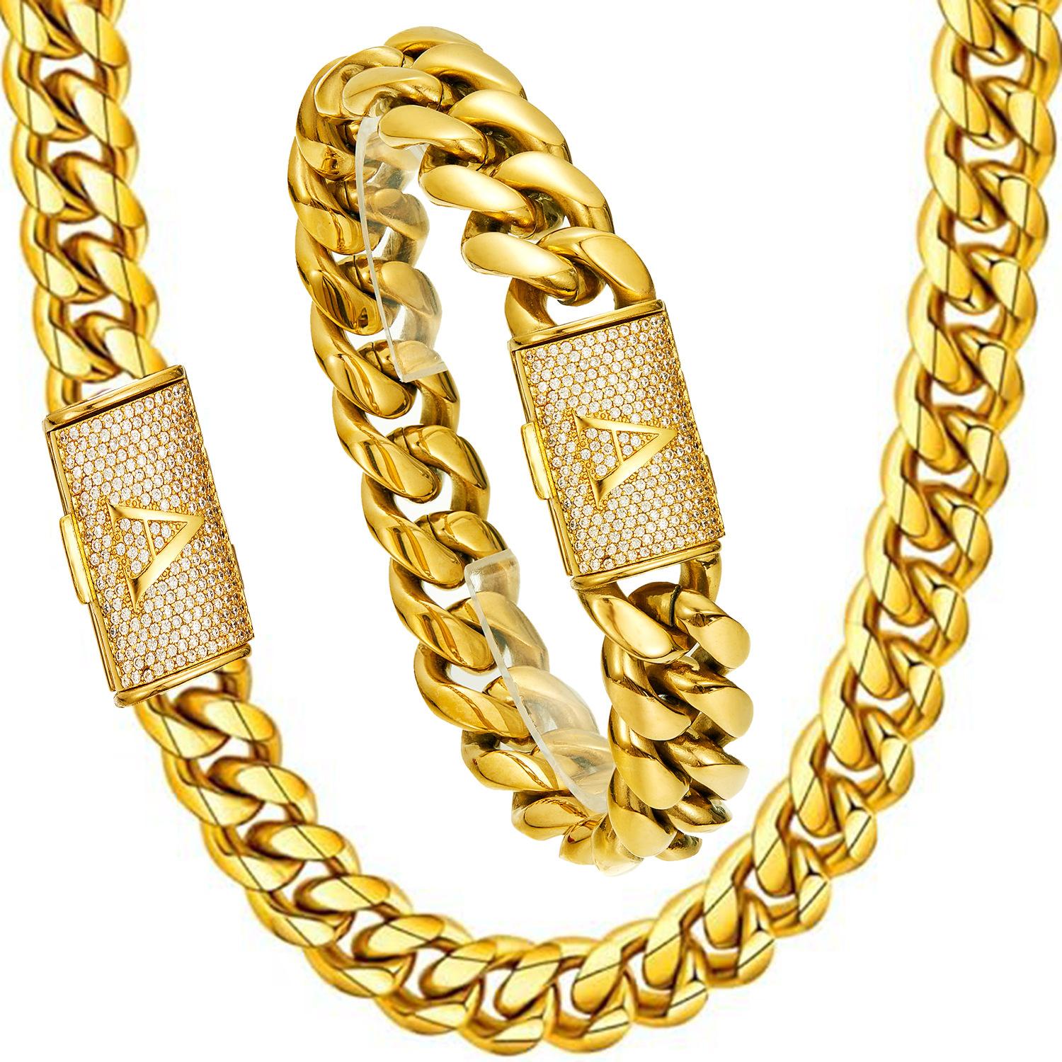 Men’s 14mm Gold Cuban Link Chain – Custom A–Z Initial Flip Clasp Hip Hop Streetwear Necklace