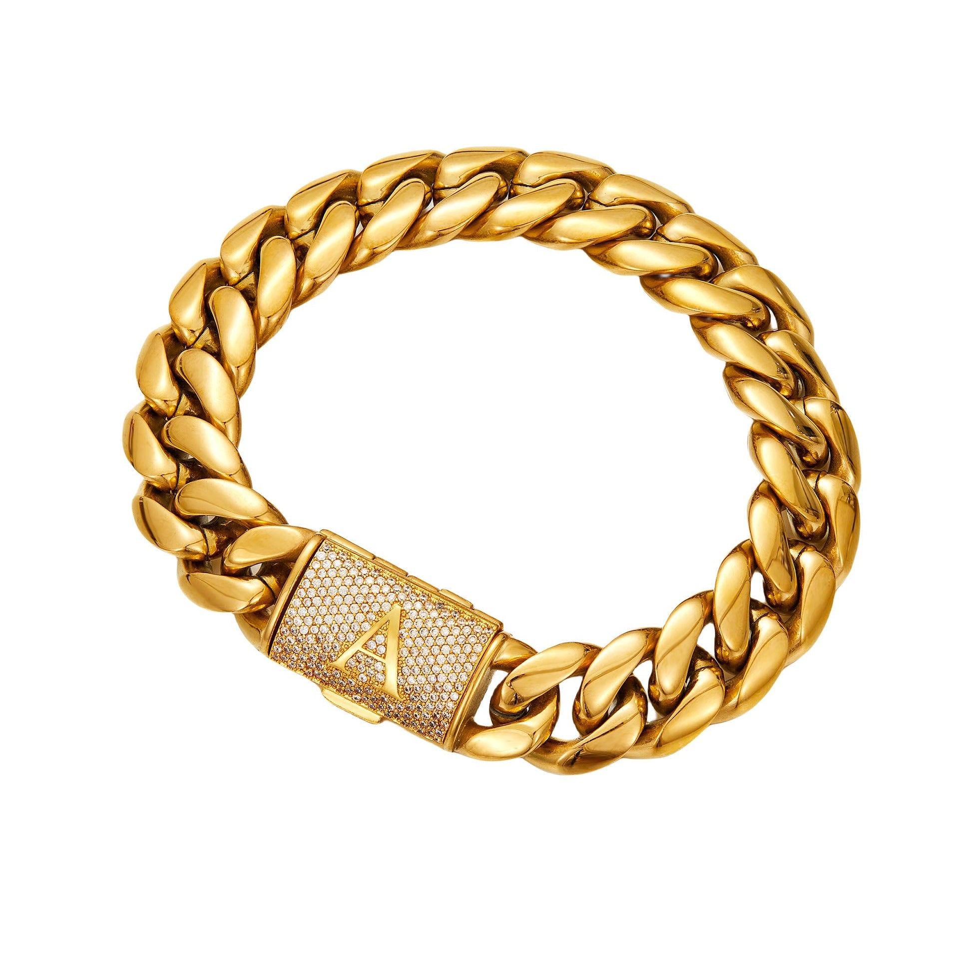 Men’s 14mm Gold Cuban Link Chain – Custom A–Z Initial Flip Clasp Hip Hop Streetwear Necklace