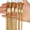 Men's Titanium Steel Necklace Stainless Steel Cuba Chain Gold-Encrypted Ear Drill Buckle Necklace