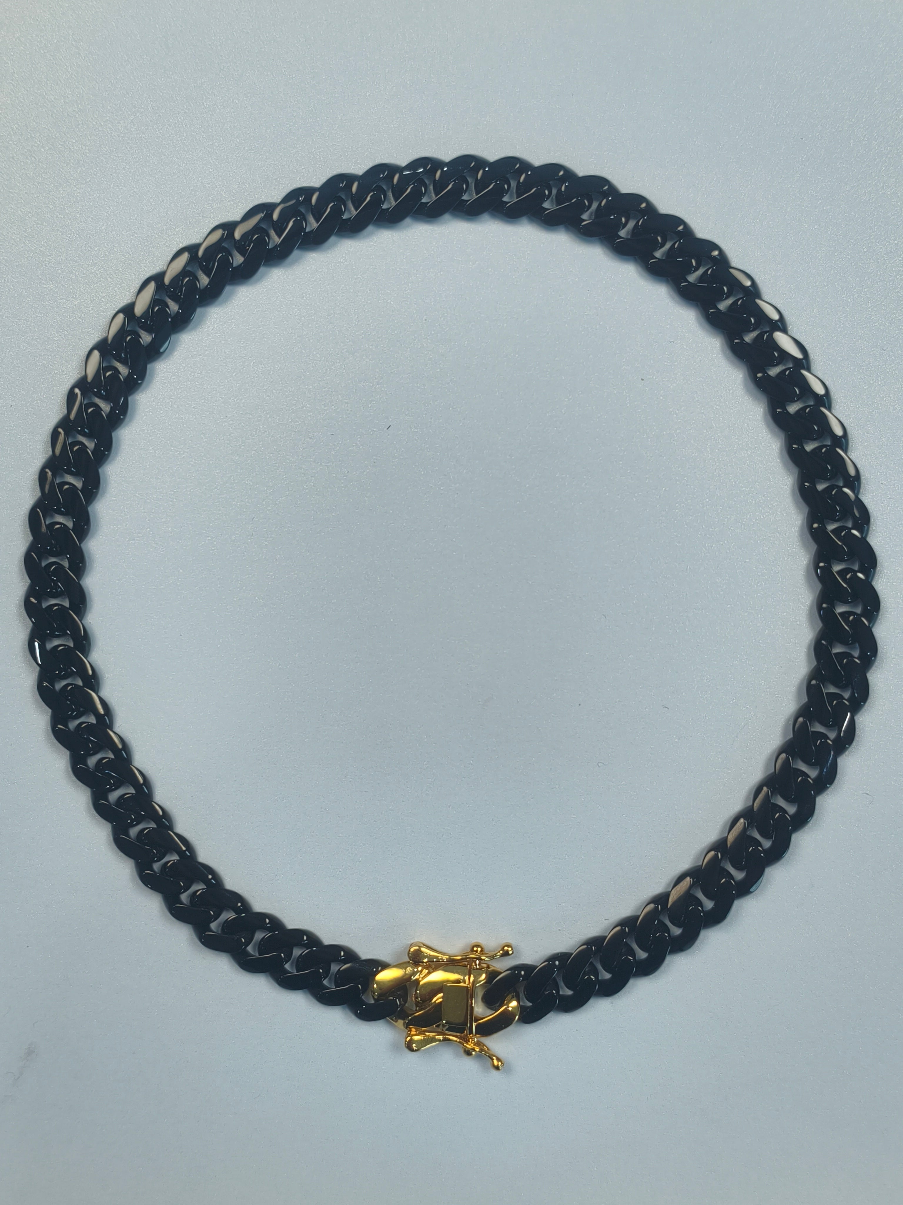 Hip-hop trendy gold buckle black chain fashionable Cuba dragon head chain