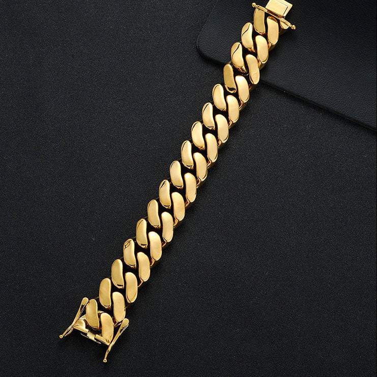 Men’s 14mm Gold Plated Cuban Link Chain – Heavy Hip Hop Rap Statement Necklace, Thick Miami Cuban Style, 198g