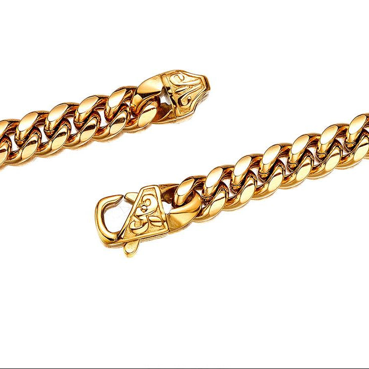 Necklace Stainless Steel Hip Hop With Encrypted Cuban Chain Men Titanium Steel Jewelry 18K Gold Whip