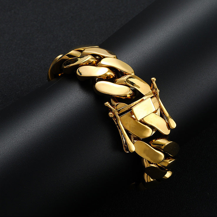 Men’s 14mm Gold Plated Cuban Link Chain – Heavy Hip Hop Rap Statement Necklace, Thick Miami Cuban Style, 198g