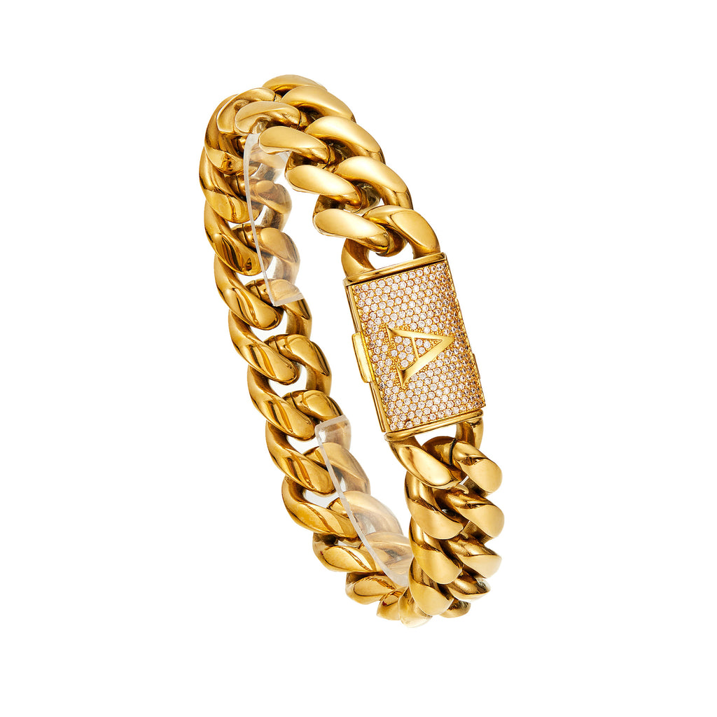 Men’s 14mm Gold Cuban Link Chain – Custom A–Z Initial Flip Clasp Hip Hop Streetwear Necklace