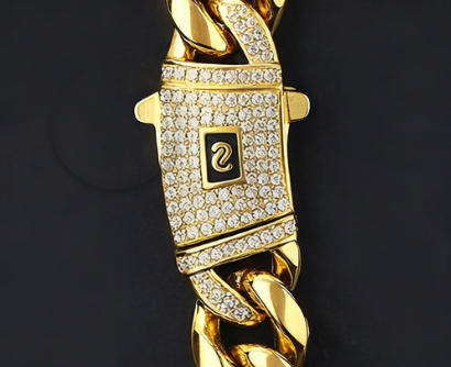 14mm Hip Hop Cuban Link Chain Necklace & Bracelet Set – Gold Plated Heavy Iced Clasp Statement Jewelry for Men